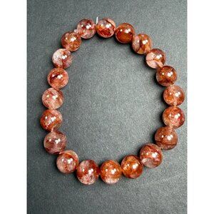 Natural Fire Quartz Stretch Bracelet 9mm Beads Stone Crystal 6.5" Healing